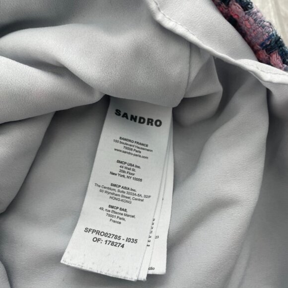 Sandro Amadora Denim Trim Houndstooth Tweed Mini Dress Size 34 - Picture 10 of 10